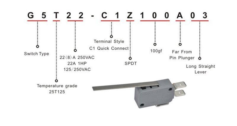 G5T22-C1Z100A03 snap action micro switch snap action switch