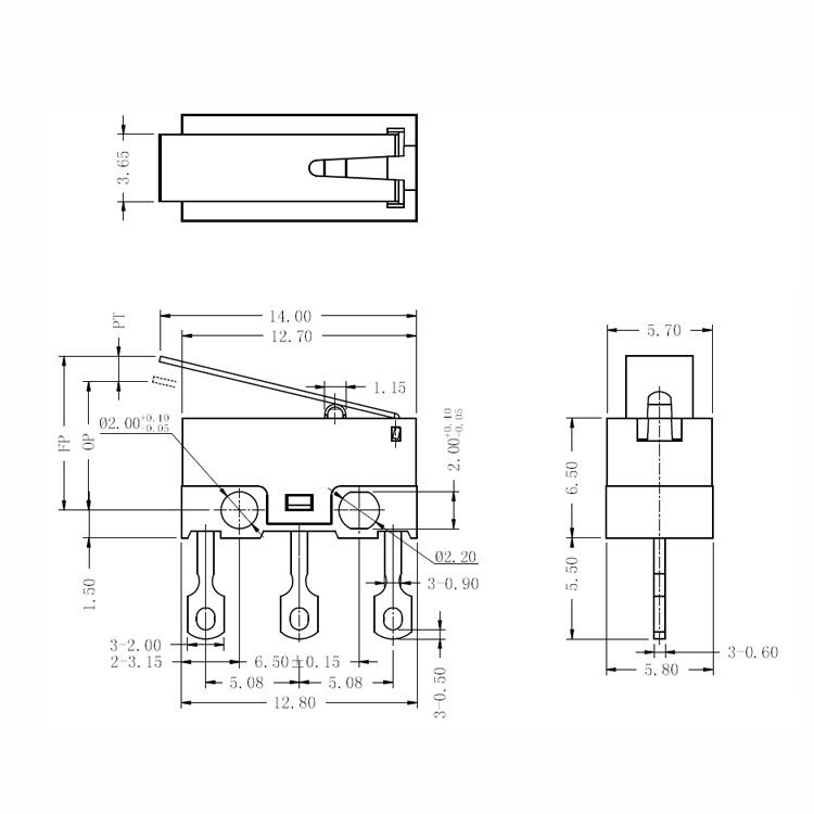 G1003-150K47A PCB Lever Mini Microswitch Industrial 13 long solder microswitch Industrial