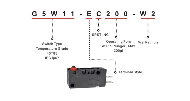 G5W11-EC200-W2 Zing Ear 5A Normally Closed Micro Waterproof Switch (1) micro waterproof switch