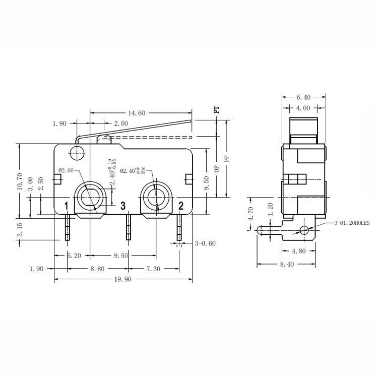 G605-150L01A Straight Lever SPDT Mini Micro Switch 22 G605-150L01A Straight Lever SPDT Mini Micro Switch