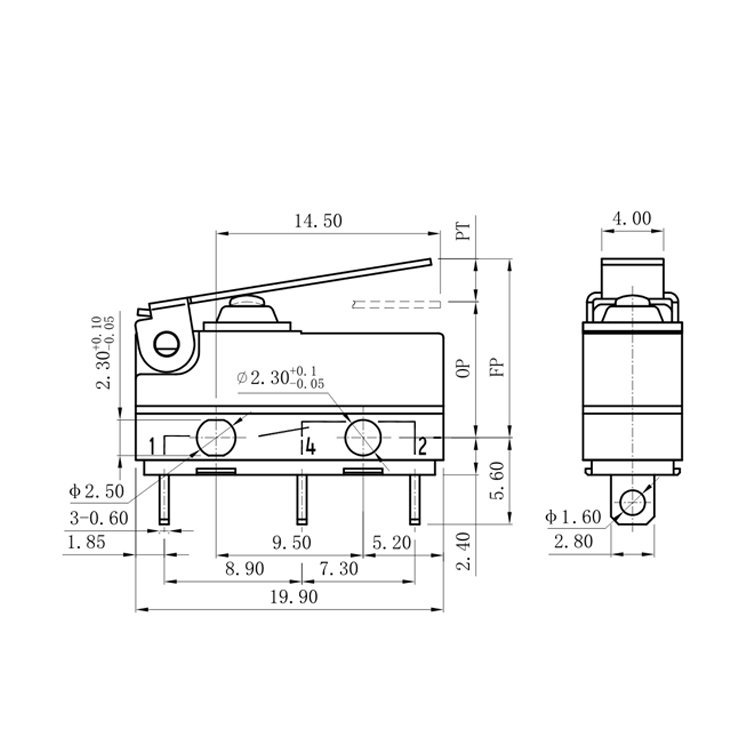 G905-200S02D1 IP67 Standard Lever Mini SPDT Micro Switch 30 G905-200S02D1 Long Lever Mini SPDT Micro Switch