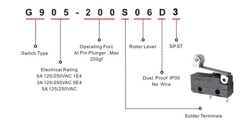 G905-200S06D3 (1) 5a 250VAC Micro Switch