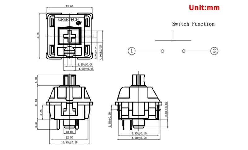 GT02A1BNN Brown Color Gaming Mechanical Keyboard Switch (21) Quietest Mechanical Keyboard Switch