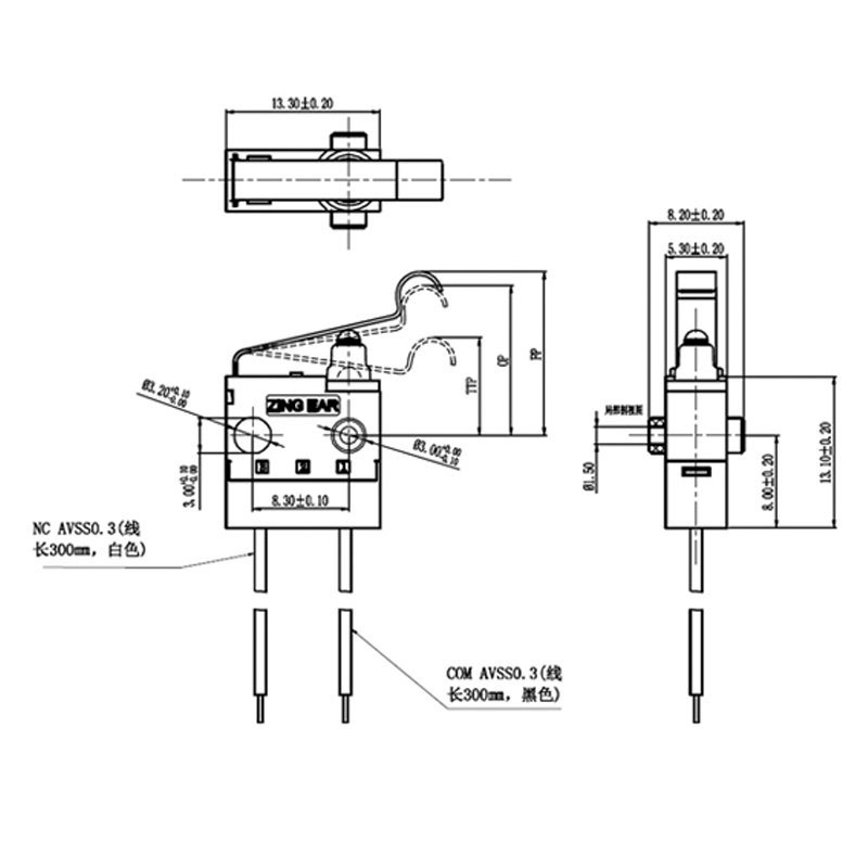 G306 Subminiature Waterproof Micro Lever Switch 16 G306 150E31BA 300 T001 4