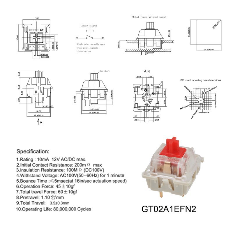 Replace Cherry MX Red Analog Mechanical Keyboard Switch 7 GT02A1EFN2 Analog Mechanical Keyboard Switch 2
