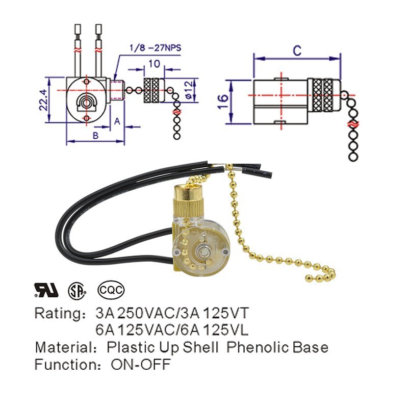 3A 6A On Off Ceiling Fan Pull Chain Switch 2 3A 6A On Off Ceiling Fan Pull Chain Switch