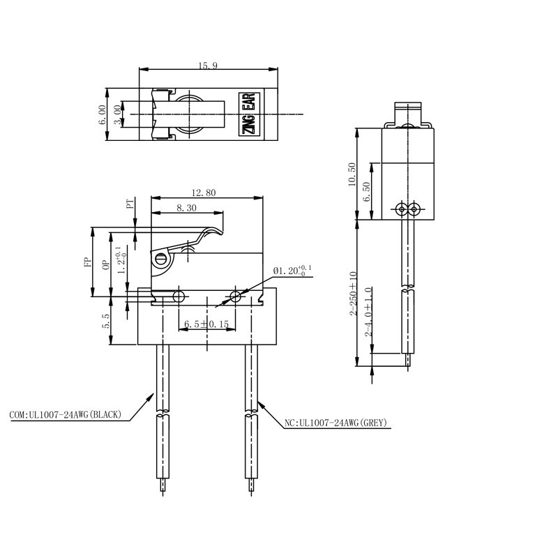 Sealed IP67 Normally Closed Mini Microswitch 10 mini microswitch