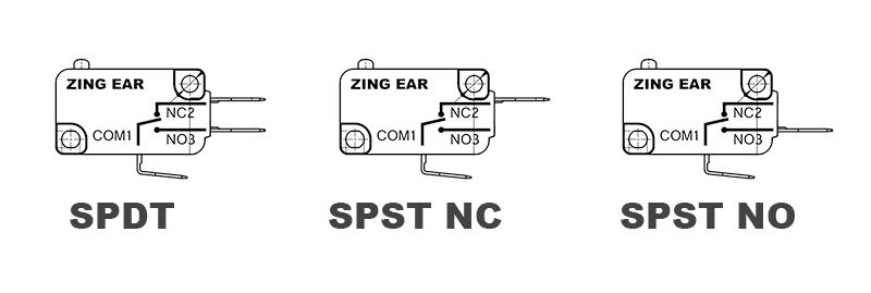 SPDT SPST Normally Closed and Open Micro Switch Compared SPDT SPST Normally Closed and Open Micro Switch Compared