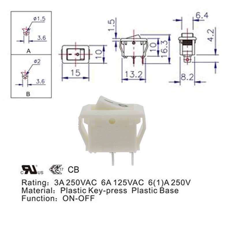 ZE-200S on/off Small White Rocker Switch 15 ZE 200S onoff Small White Rocker Switch 9