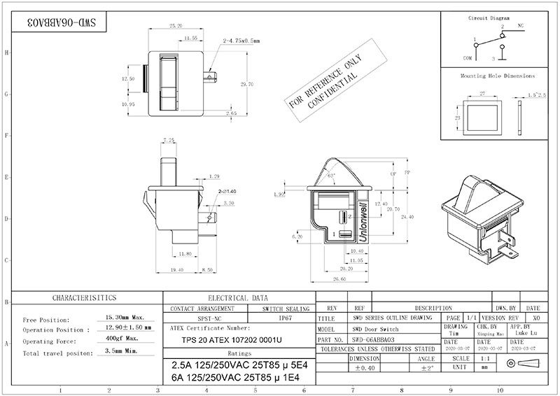 SWD Light Control Fridge Refrigerator Door Switch SWD Light Control Fridge Refrigerator Door Switch