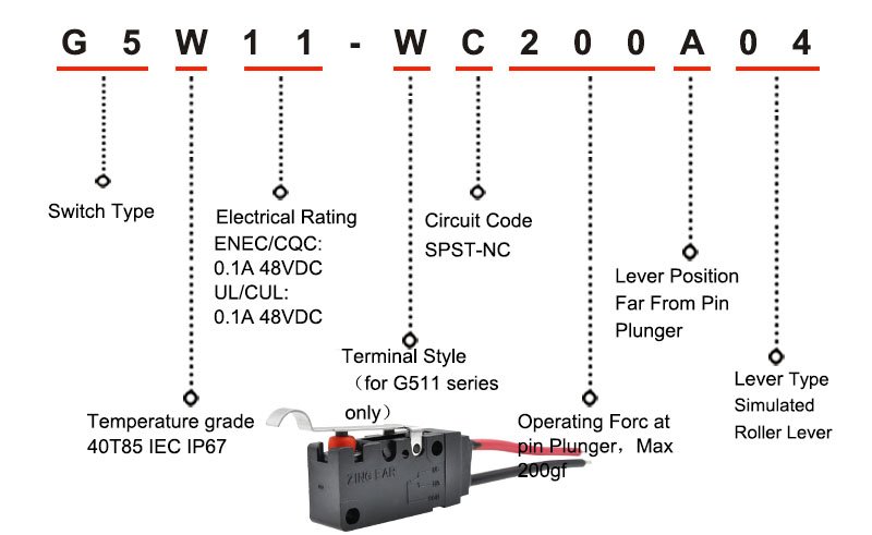 G5W11 Snap Action Microswitch Item Number G5W11 Snap Action Microswitch Item Number