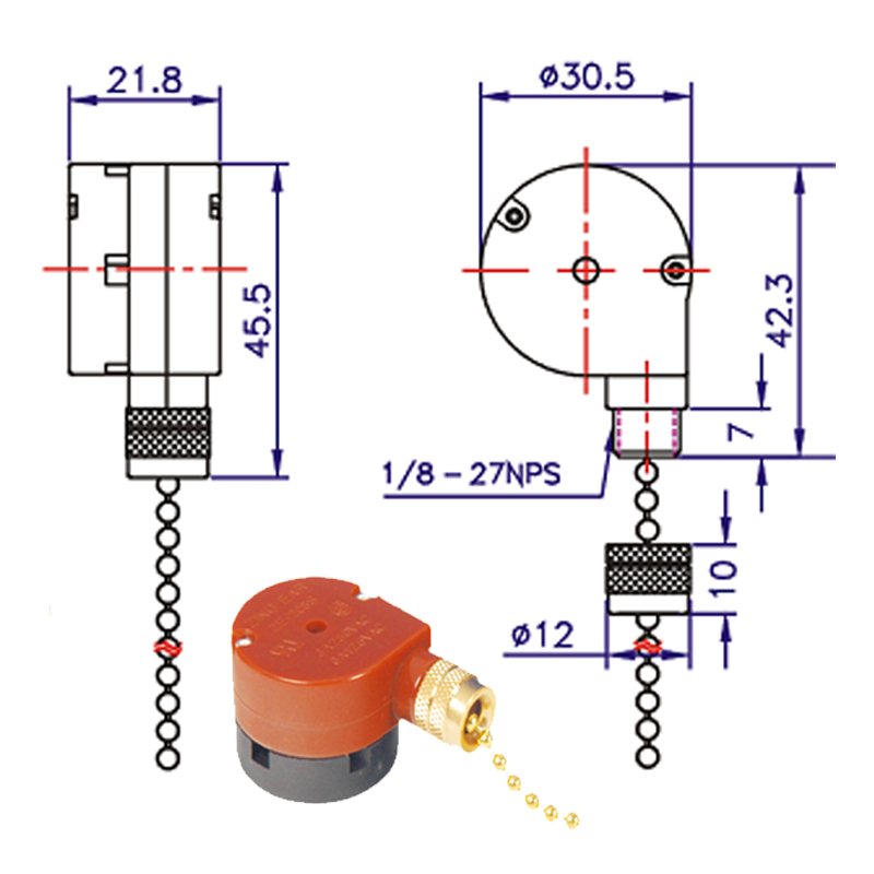 Zing Ear Ceiling Fan Switch Pull Chain 3 Speed 4 Wire 3A 6A 15 ZE-208S5 switch photo 2