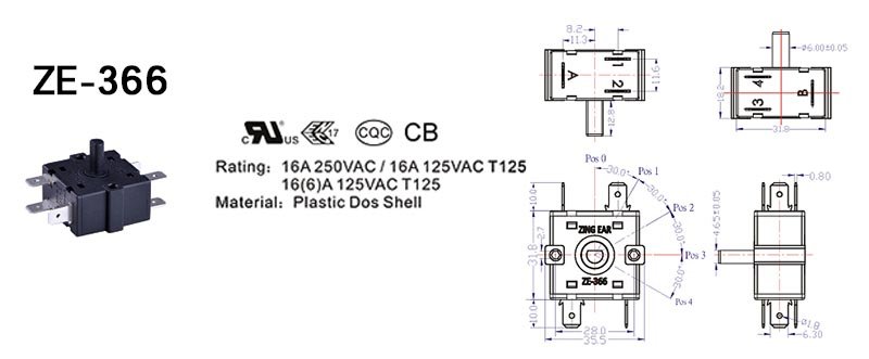 ZE-366 Rotary Switch Drawing