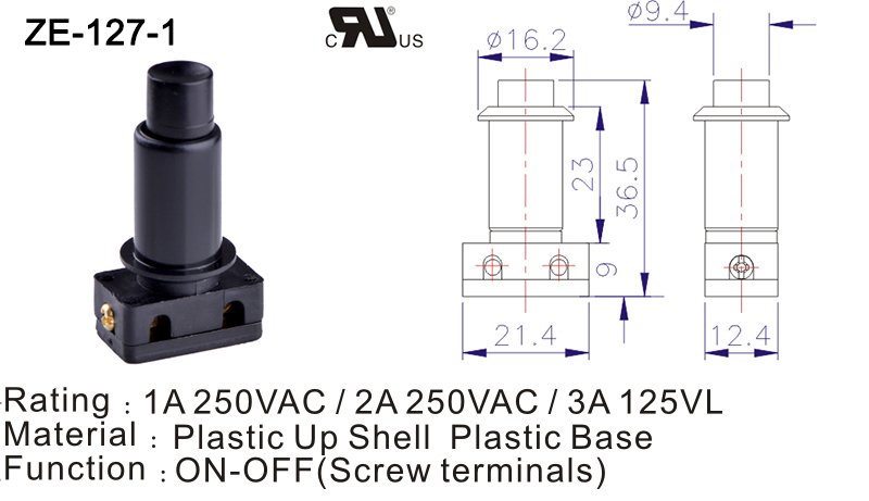 Push Button Power Switch ON-OFF Drawing 