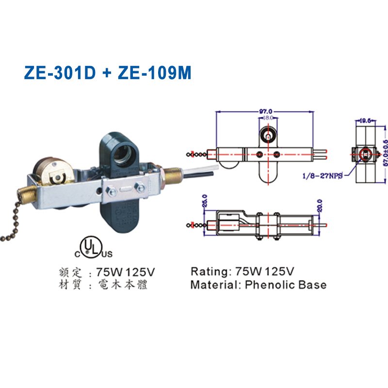 Zing Ear ZE-301D Lampholder E-12 75W 125V 16 Zing Ear ZE 301D Lampholder E 12 75W 125V 2