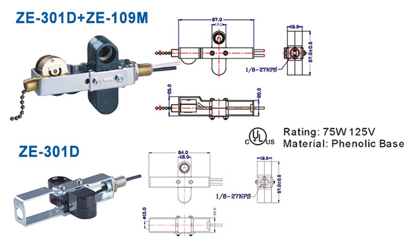 Zing Ear ZE-301D Lampholder drawing Zing Ear ZE-301D Lampholder drawing