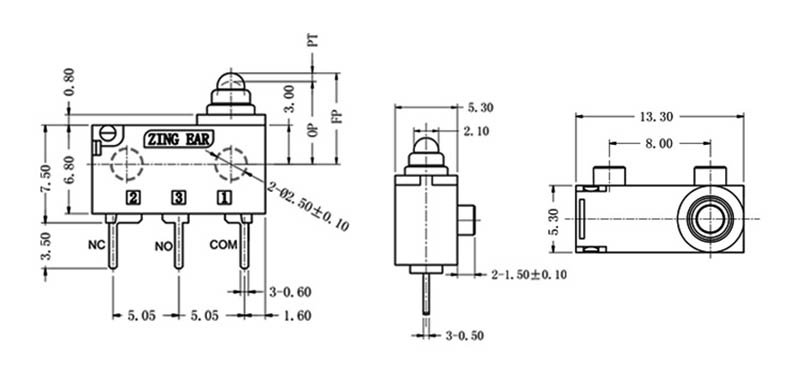 Micro SPDT switch drawing Micro SPDT switch drawing
