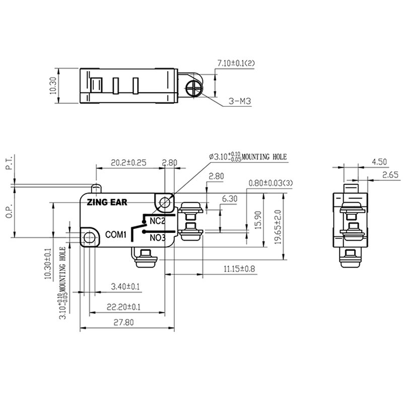 Microswitch Tap Used Low Force 125V 250V Snap Switch 14 Drawing G5T16 T1Z200 microswitch