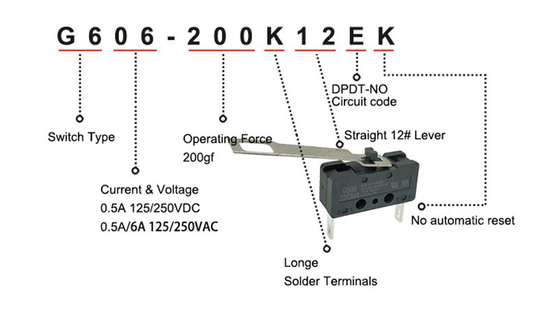 G606-200K12EK Micro Switch 83133169 parameters G606-200K12EK Micro Switch 83133169 parameters