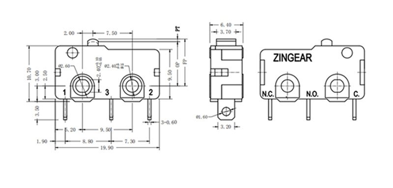 25T125 5E4 Snap Action Micro Switch Drawing 25T125 5E4 Snap Action Micro Switch Drawing