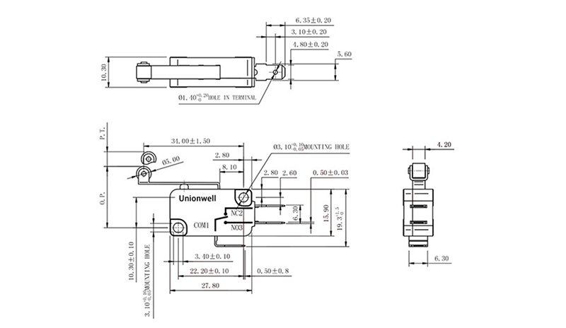 Micro Switch V-156-1C25 Replacement drawing Micro Switch V-156-1C25 Replacement drawing
