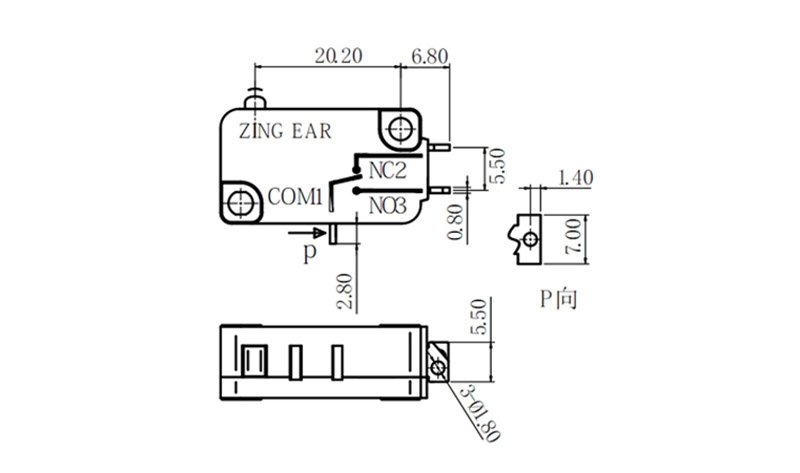 G5T16-M1Z200 switch snap action spdt 15a 125v 250V Drawing G5T16-M1Z200 switch snap action spdt 15a 125v 250V Drawing